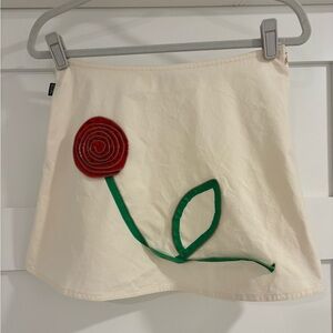 Moschino Jeans Zipper Rose Mini Skirt